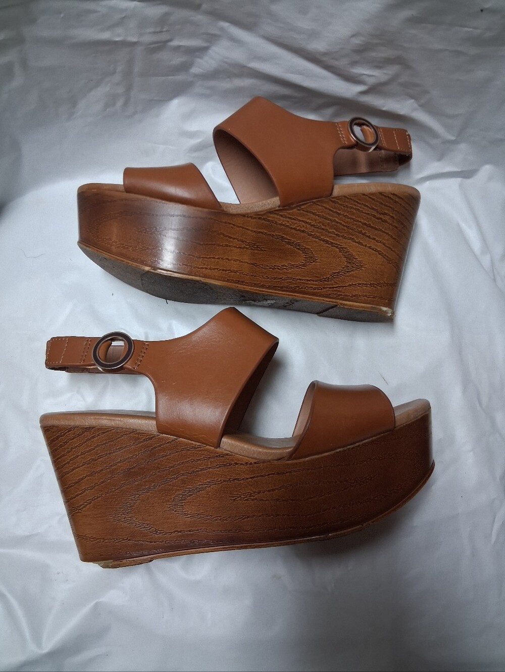 Aldo Women’s Tan Platform Wedge Sandals Sz 6.5 Preowned